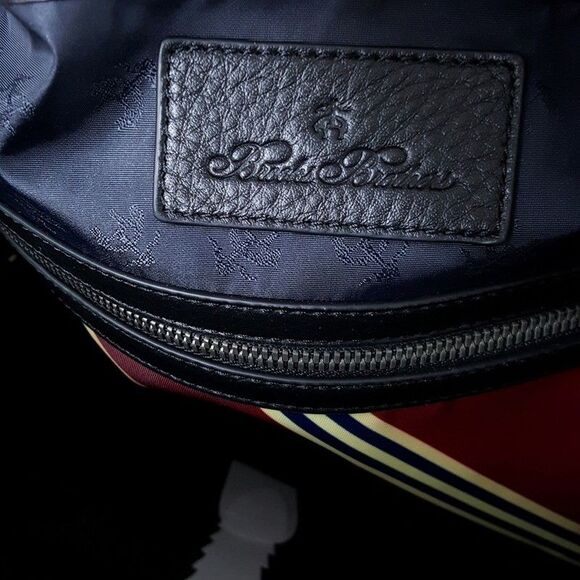 BROOKS BROTHERS Golden Fleece Black Pebbled Leather Weekender Travel Duffel Bag - Picture 12 of 13